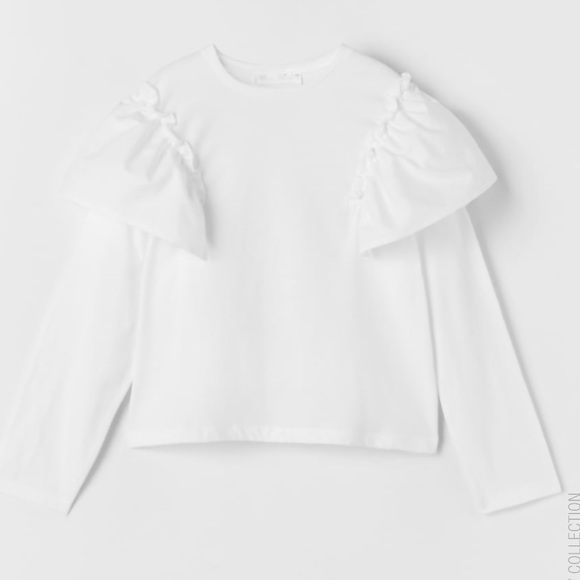 Zara Shirts & Tops Zara Ruffled Poplin Top Poshmark